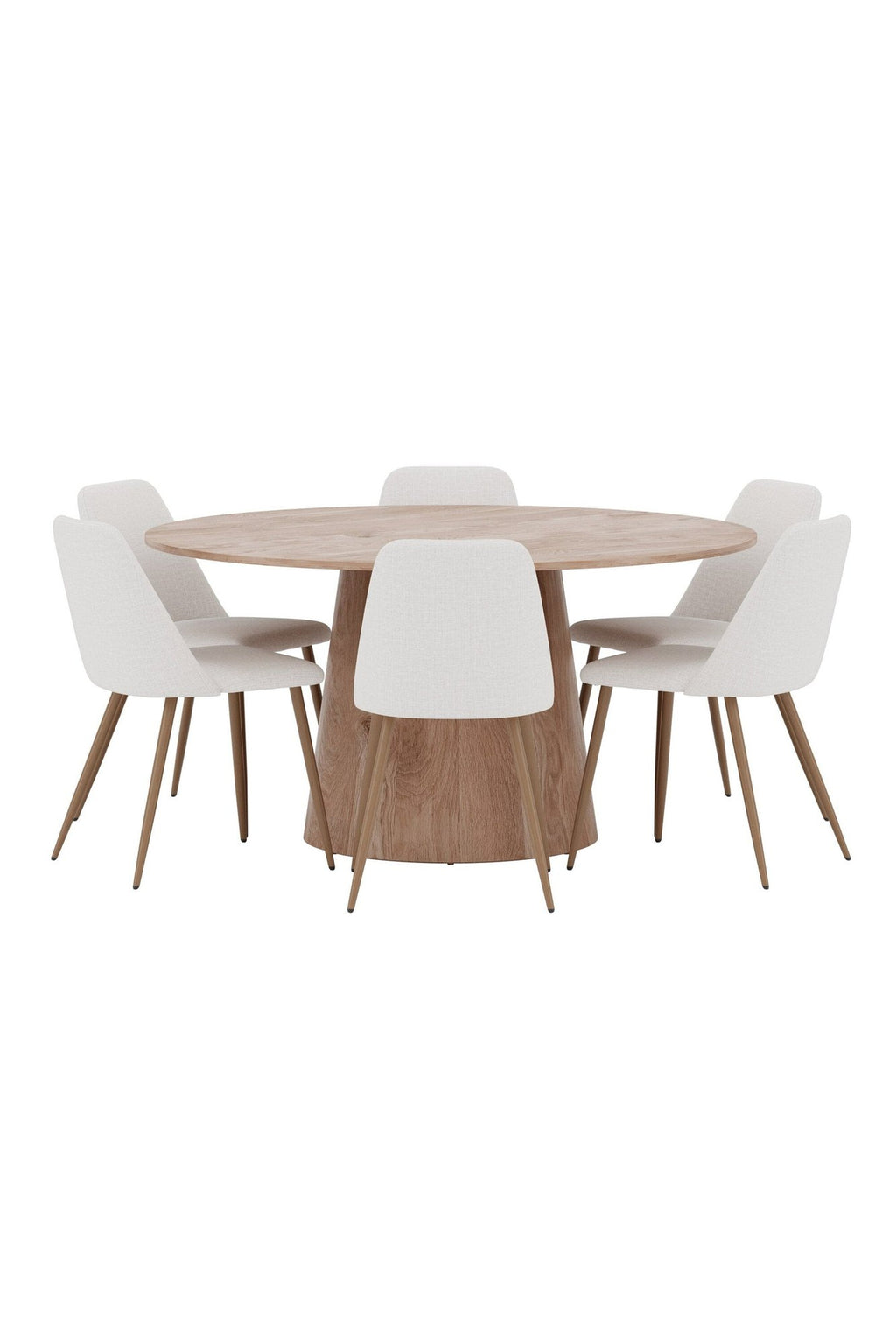 Lanzo/Night rund matgrupp Ø150 cm natur/mockabrun/beige, linne