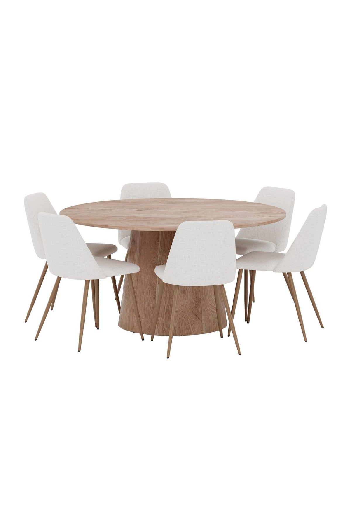 Lanzo/Night rund matgrupp Ø150 cm natur/mockabrun/beige, linne