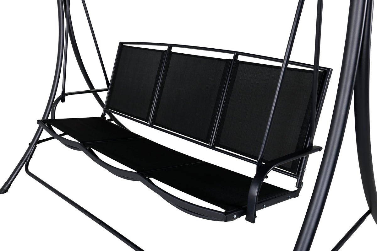 Madras hammock 3-sits svart stål och textilenväv