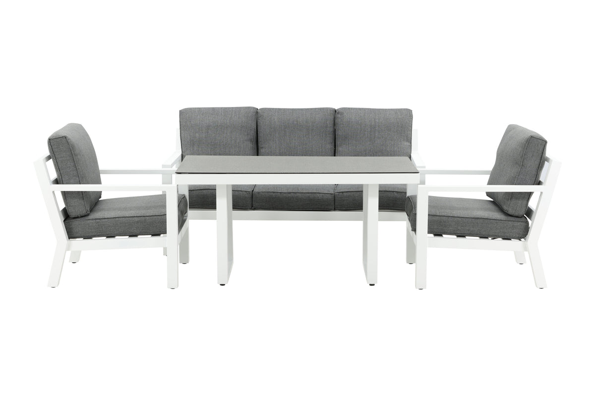 Barcelona soffgrupp vit aluminium