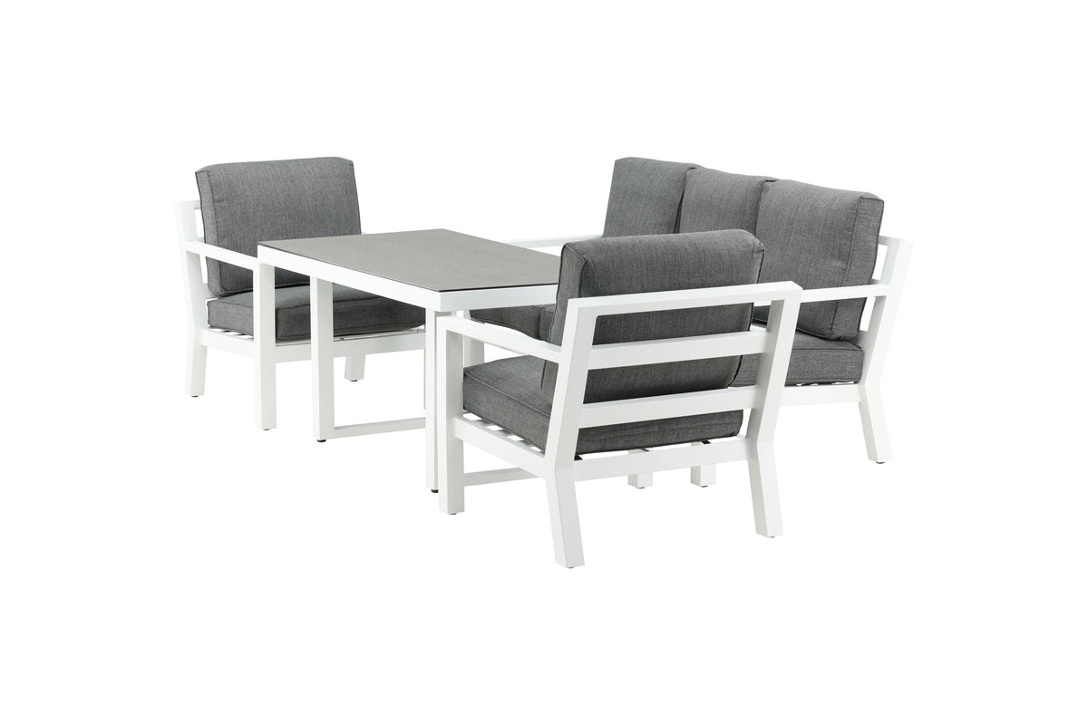 Barcelona soffgrupp vit aluminium
