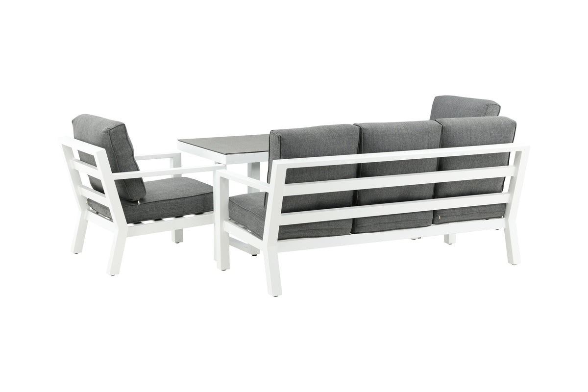 Barcelona soffgrupp vit aluminium