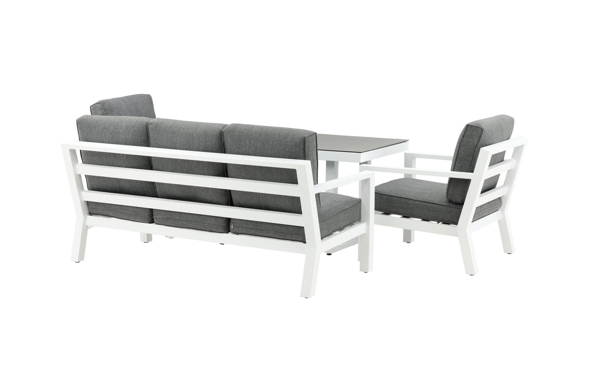 Barcelona soffgrupp vit aluminium