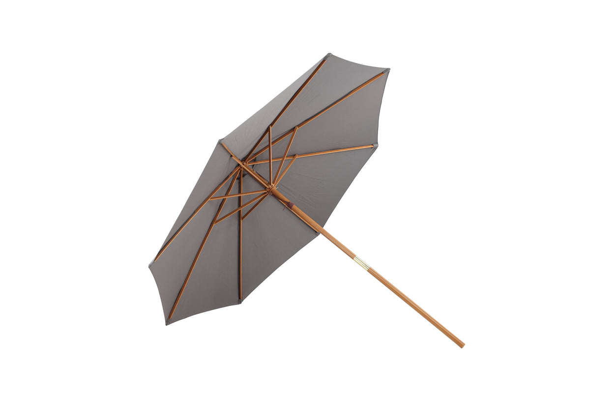 Ixos parasoll Ø300 cm trä/grått tyg