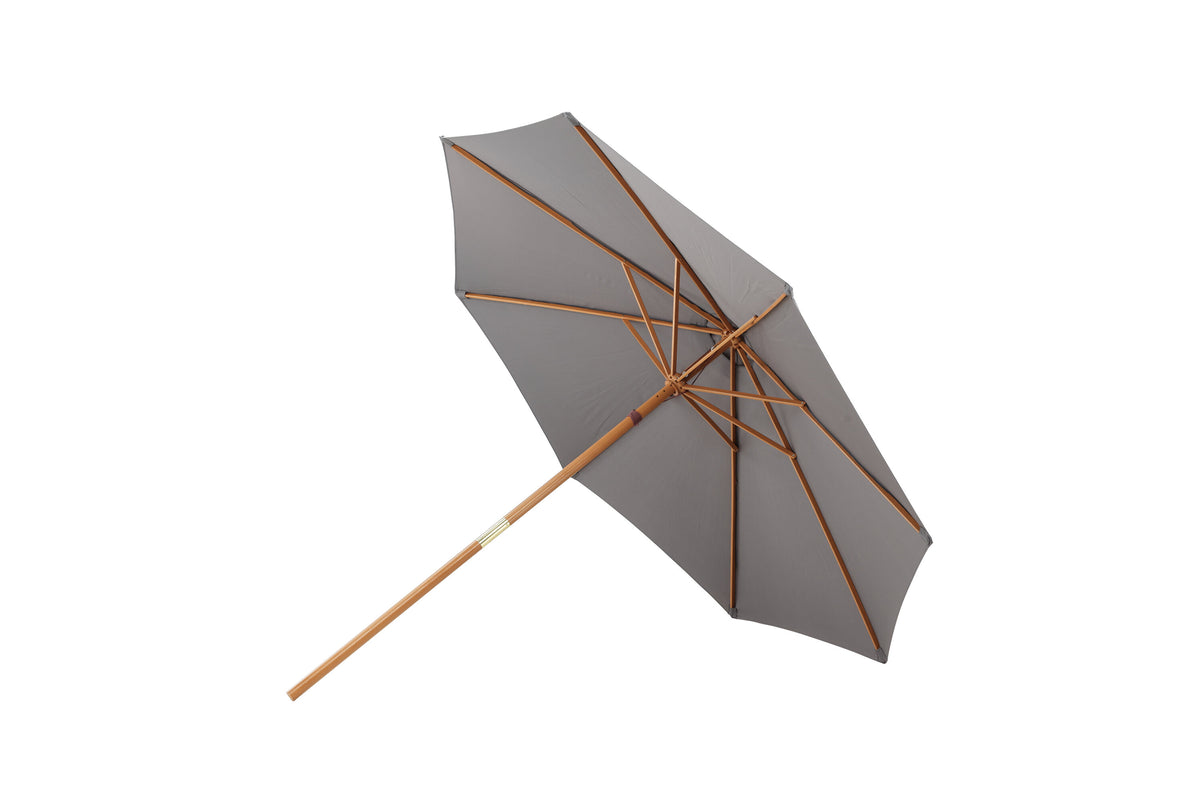 Ixos parasoll Ø300 cm trä/grått tyg