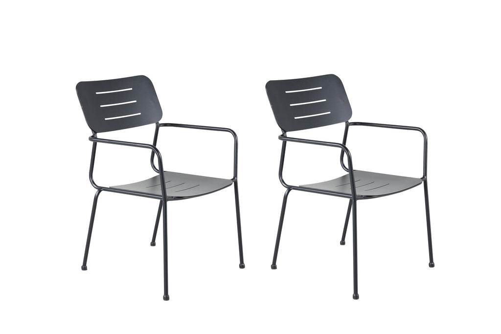 Nicke matstol med armstöd 2-pack svart stål