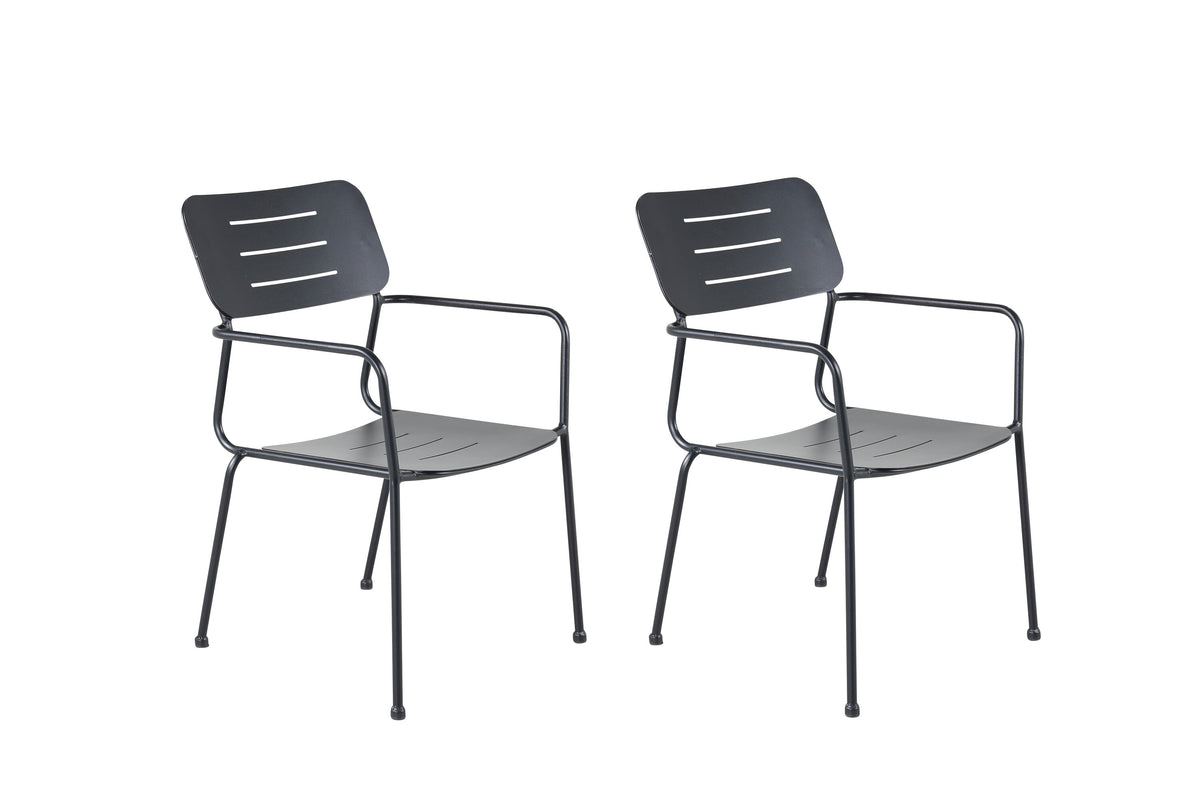 Nicke matstol med armstöd 2-pack svart stål