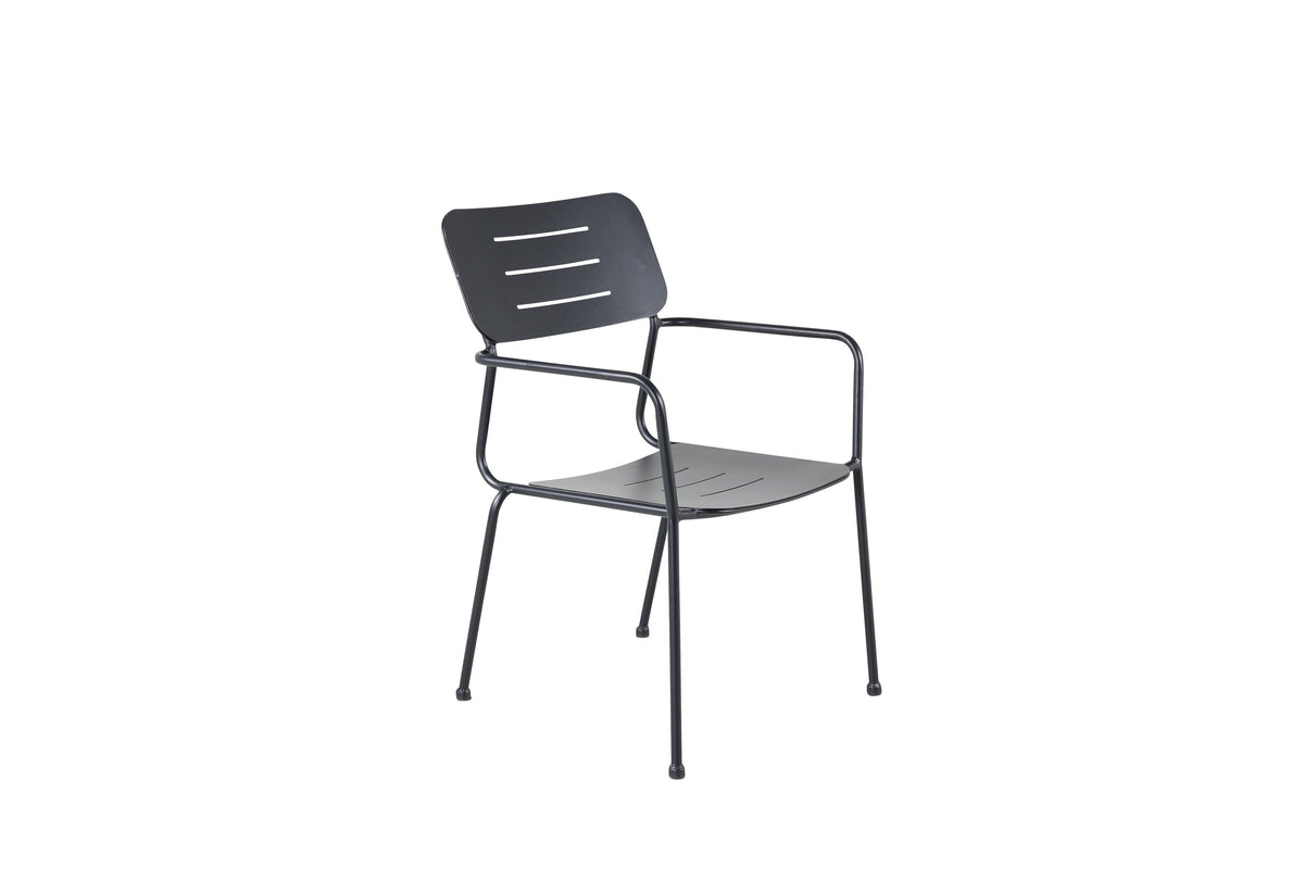 Nicke matstol med armstöd 2-pack svart stål