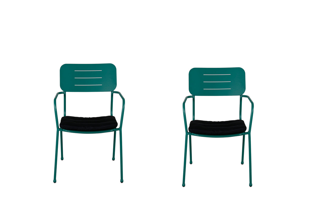 Nicke matstol med armstöd 2-pack grön stål