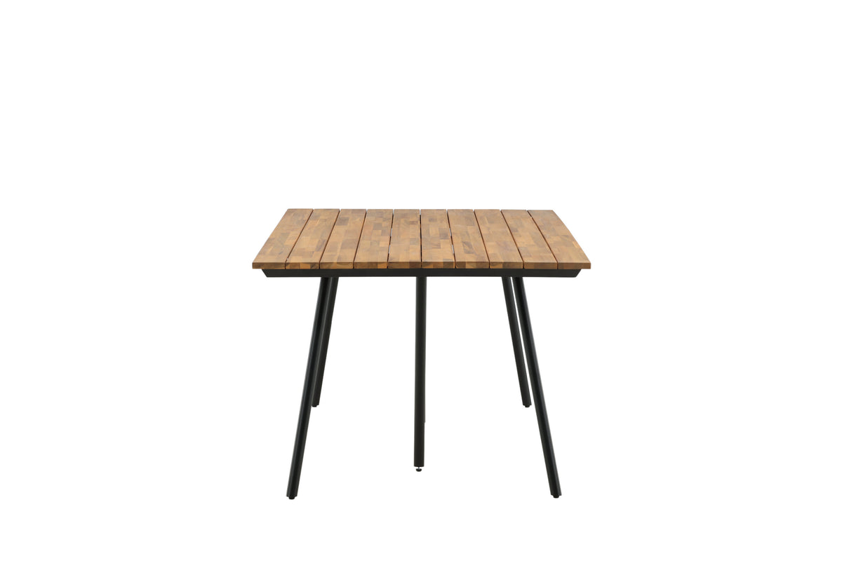 Chan matbord 200 cm akacia med teakutseende och svart stål