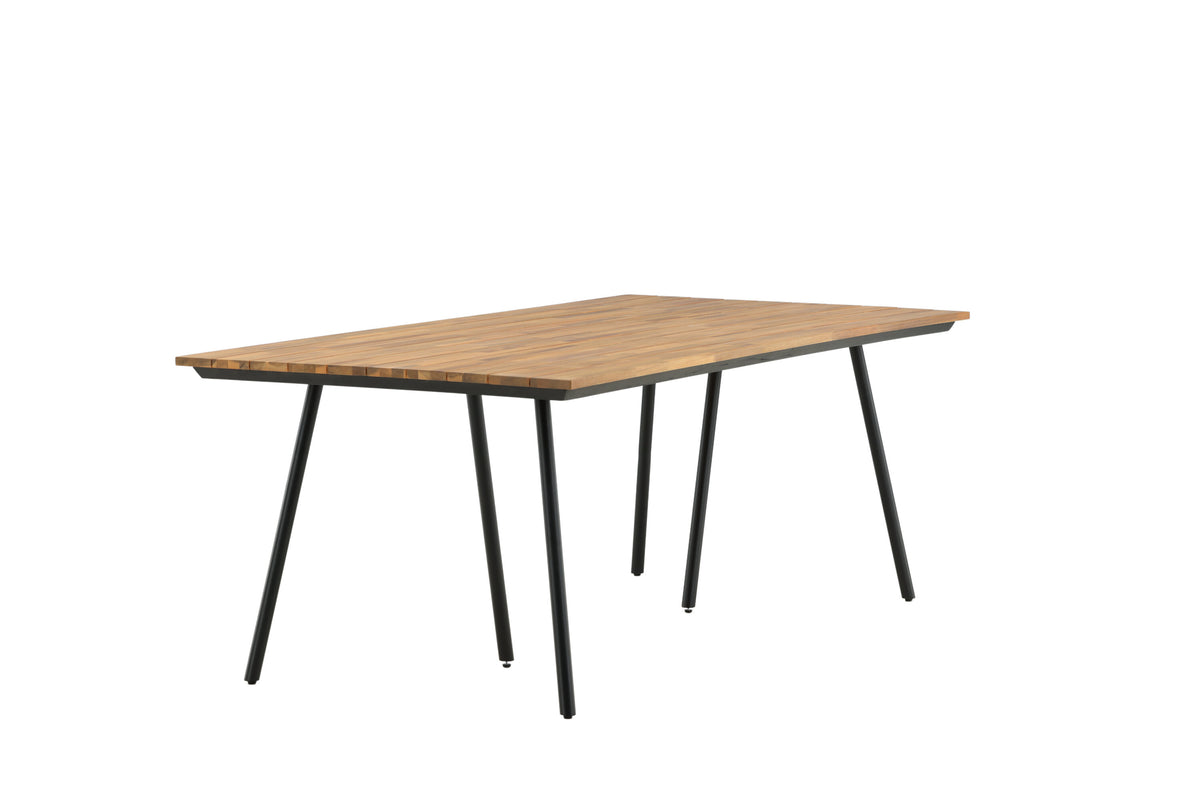 Chan matbord 200 cm akacia med teakutseende och svart stål