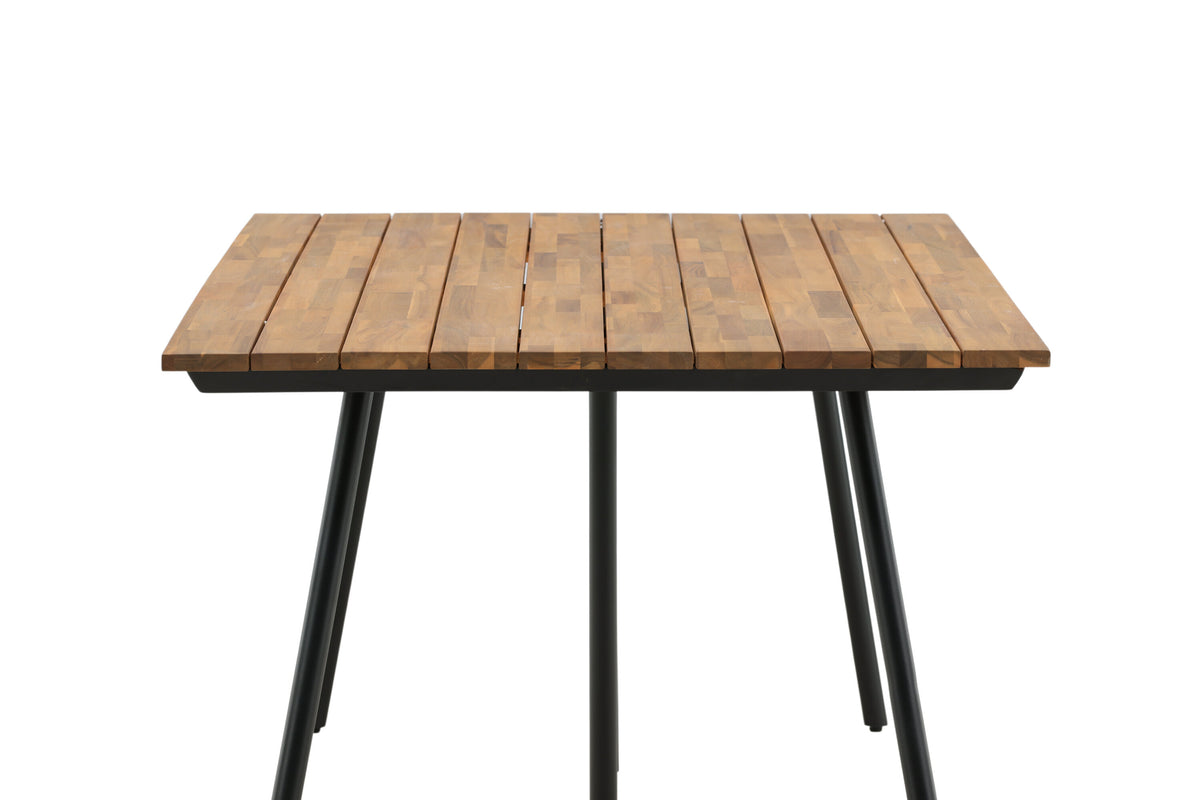 Chan matbord 200 cm akacia med teakutseende och svart stål
