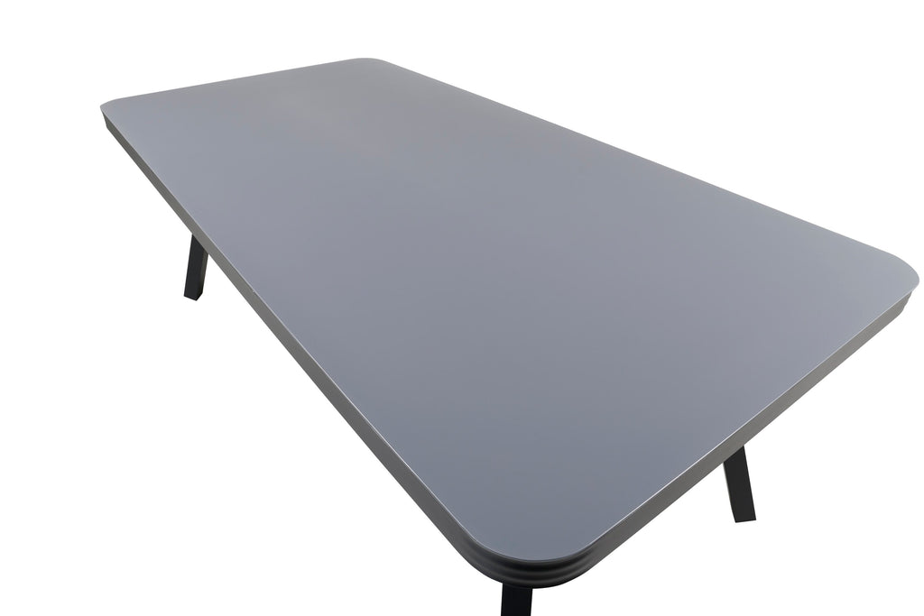Virya rektangulärt matbord stort svart aluminium med grå glasskiva