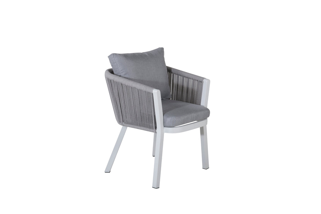 Virya matstol 2-pack vit aluminium med grå dyna