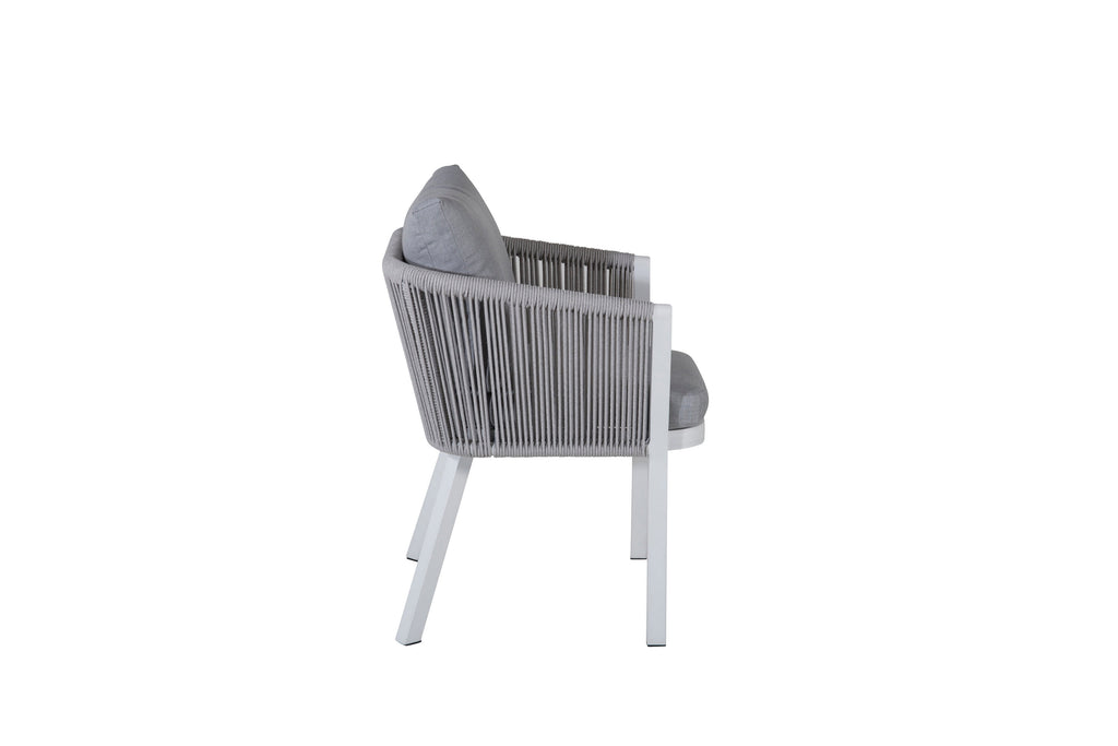 Virya matstol 2-pack vit aluminium med grå dyna