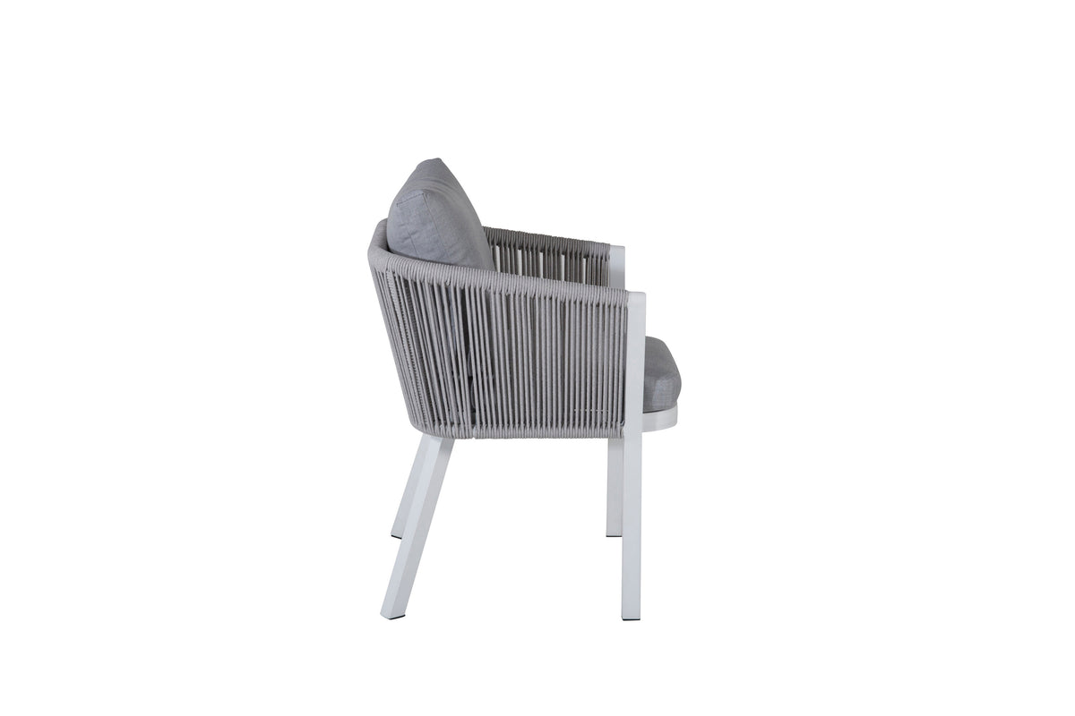 Virya matstol 2-pack vit aluminium med grå dyna