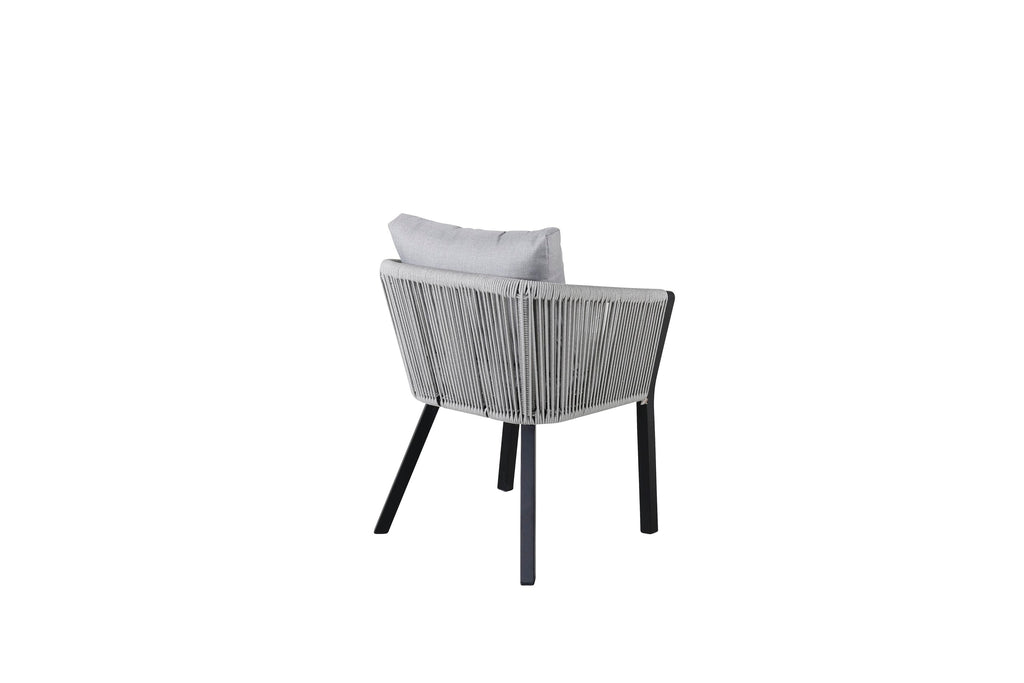 Virya matstol 2-pack svart aluminium med grå dyna
