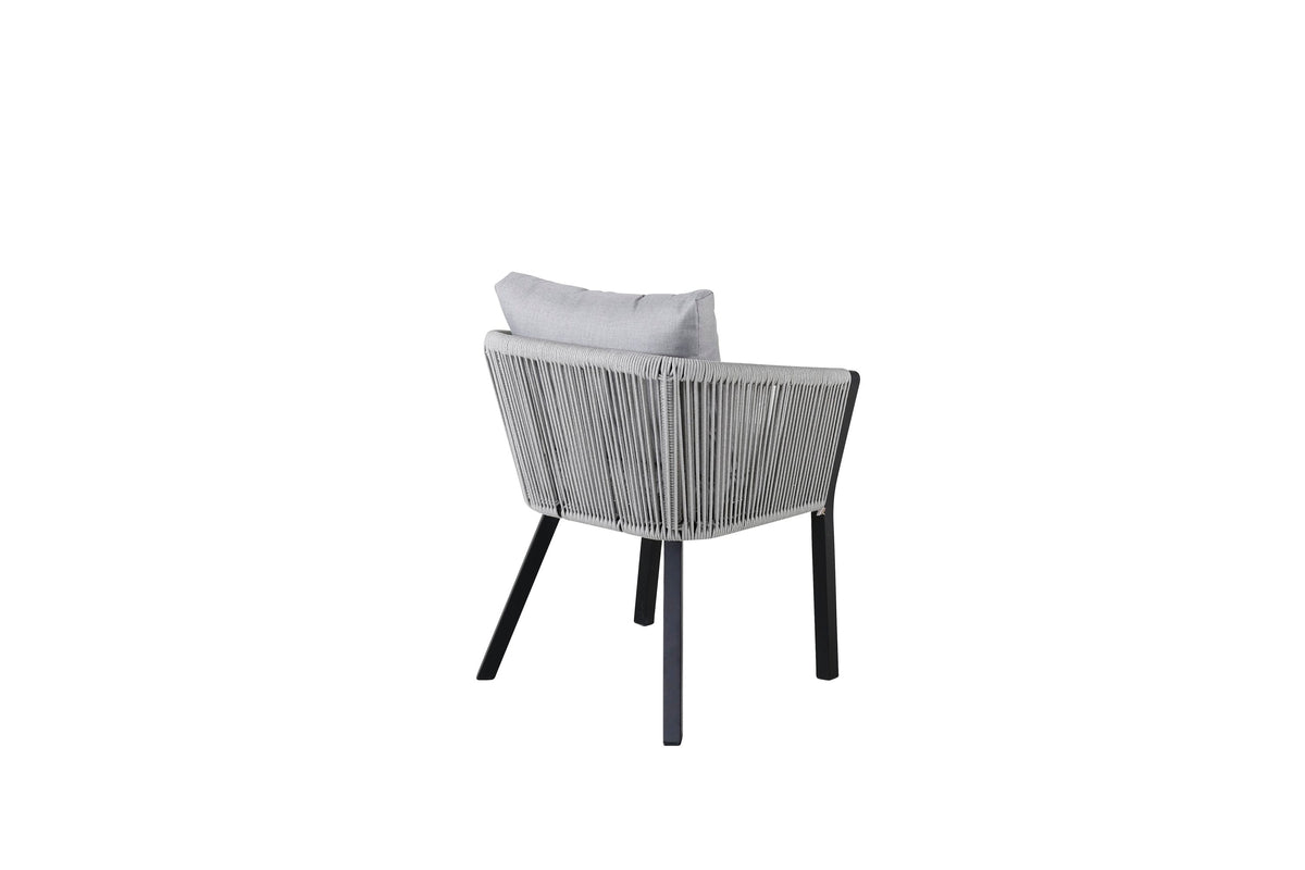 Virya matstol 2-pack svart aluminium med grå dyna