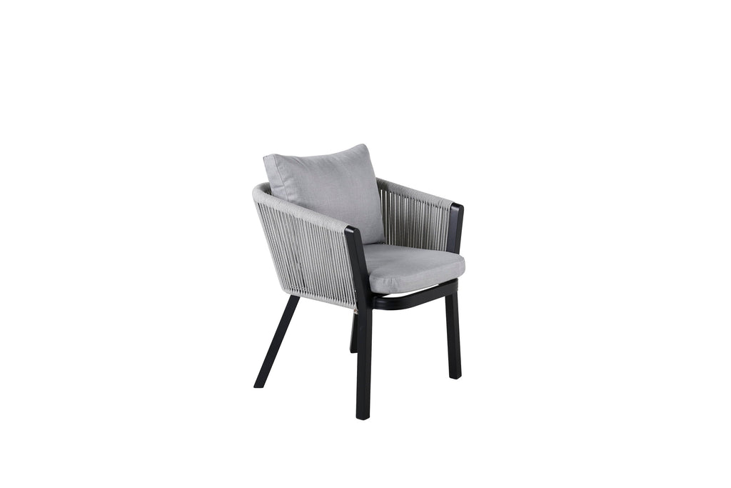 Virya matstol 2-pack svart aluminium med grå dyna