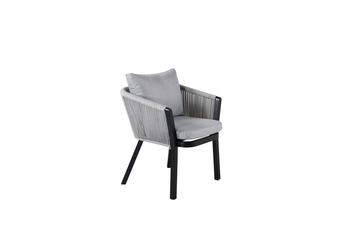 Virya matstol 2-pack svart aluminium med grå dyna