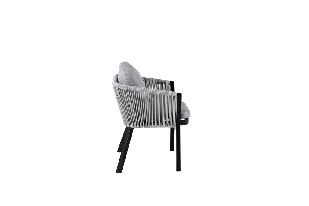 Virya matstol 2-pack svart aluminium med grå dyna