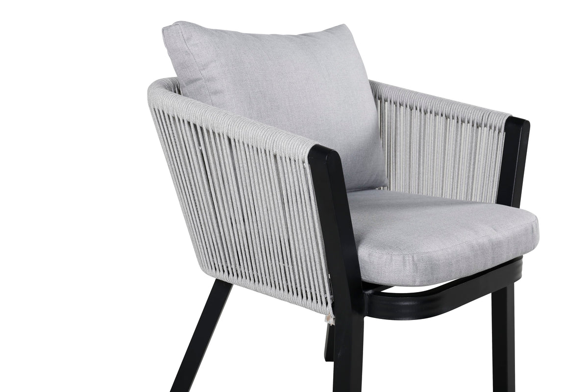 Virya matstol 2-pack svart aluminium med grå dyna