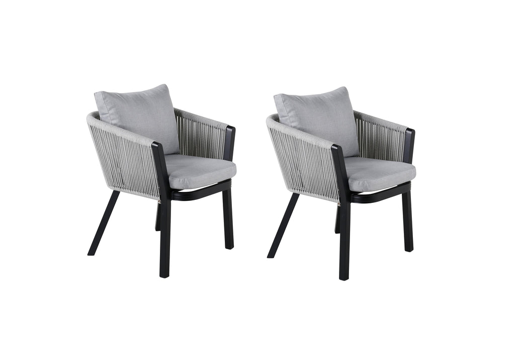 Virya matstol 2-pack svart aluminium med grå dyna