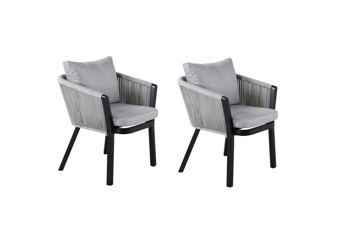 Virya matstol 2-pack svart aluminium med grå dyna