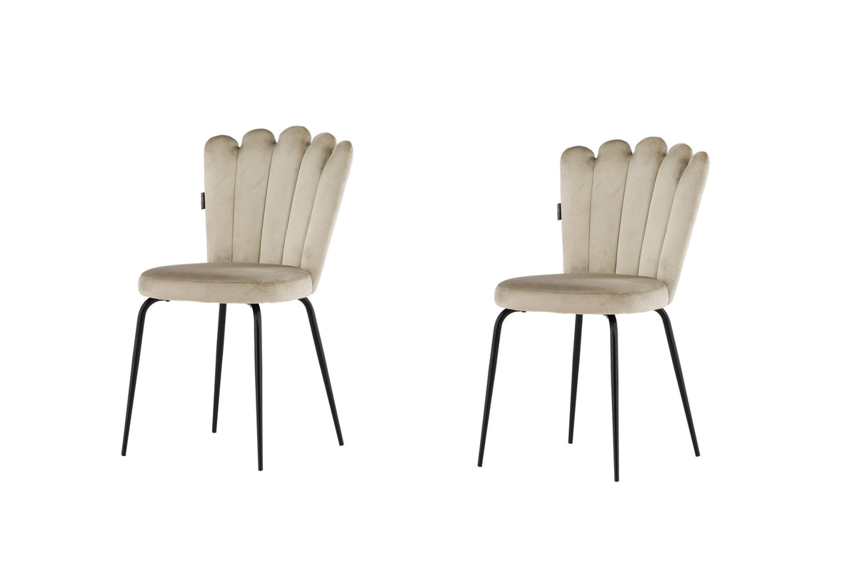 Limhamn Light matstol 2-pack svart och beige sammet