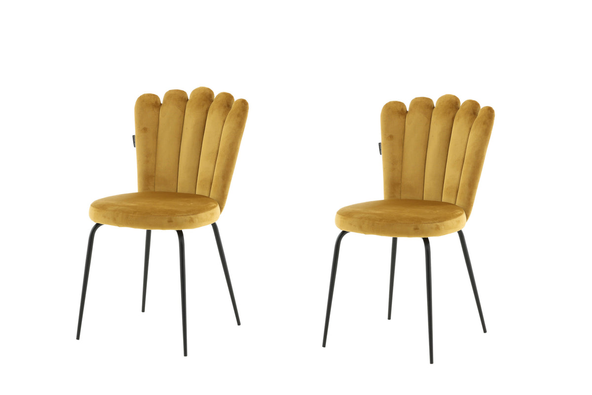 Limhamn matstol 2-pack gul sammet
