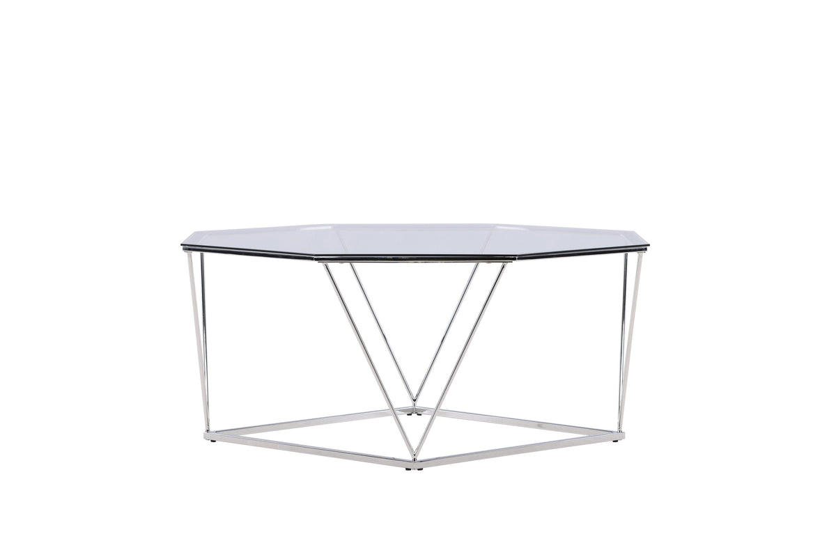 Österlen soffbord silverkrom och klarglas