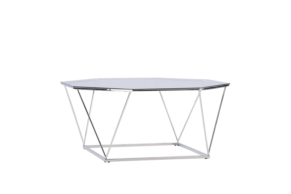 Österlen soffbord silverkrom och klarglas