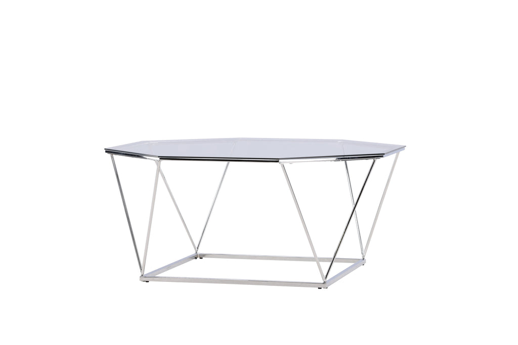 Österlen soffbord silverkrom och klarglas