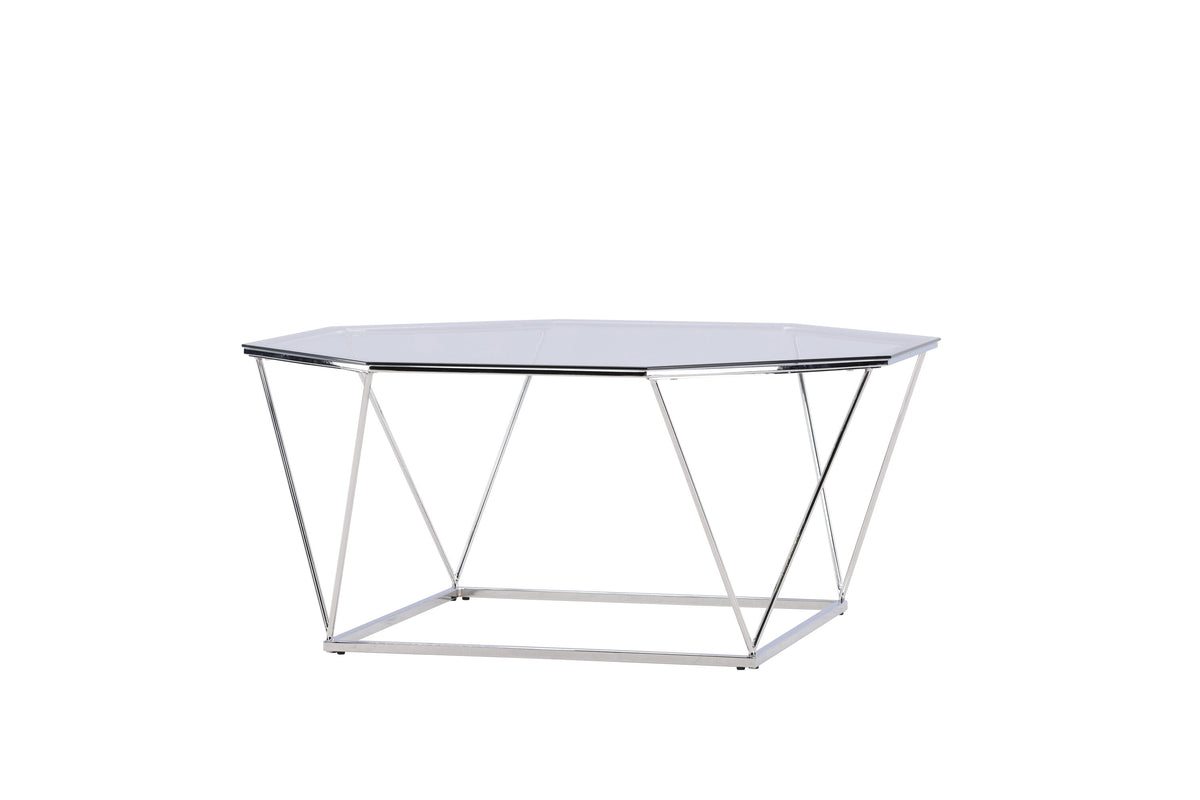 Österlen soffbord silverkrom och klarglas