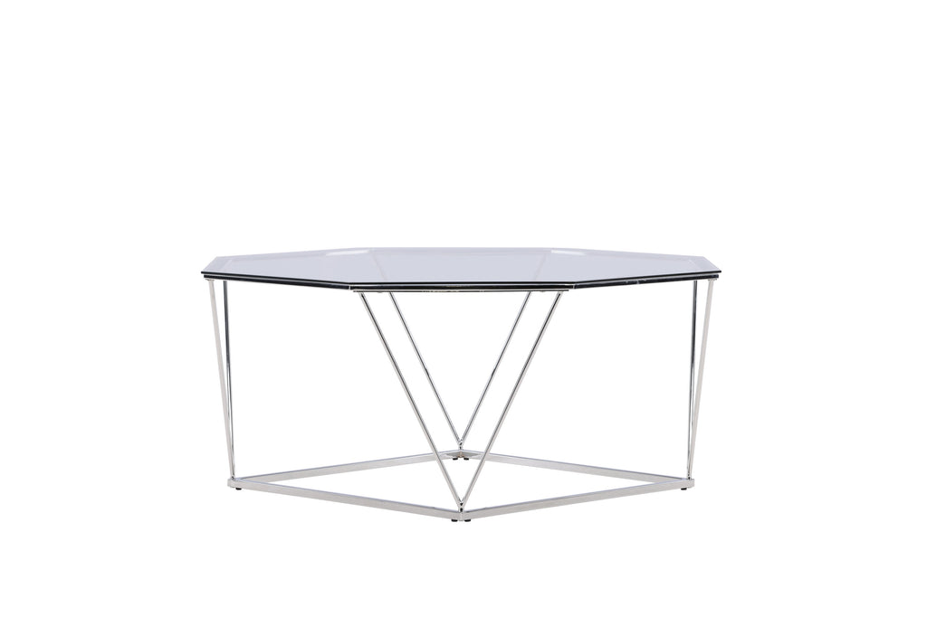 Österlen soffbord silverkrom och klarglas