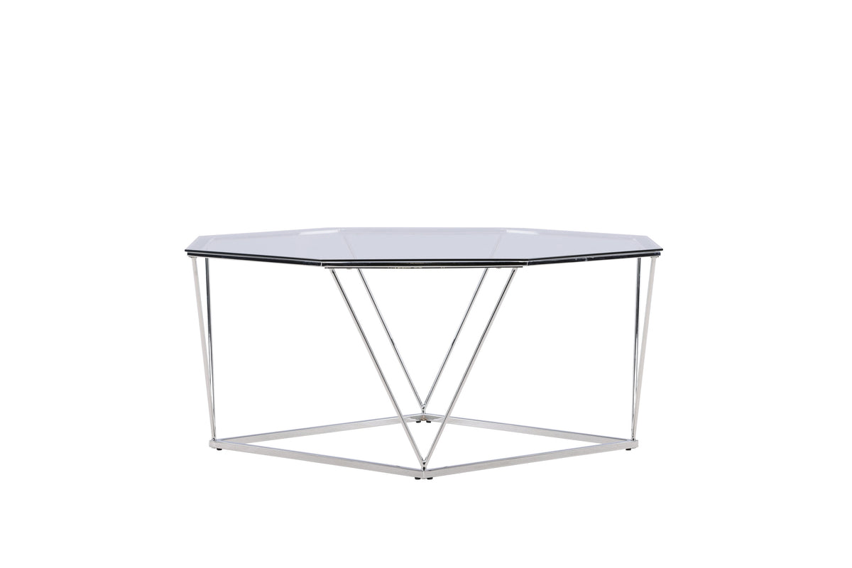 Österlen soffbord silverkrom och klarglas
