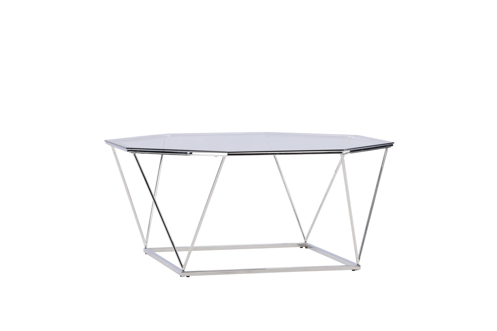 Österlen soffbord silverkrom och klarglas