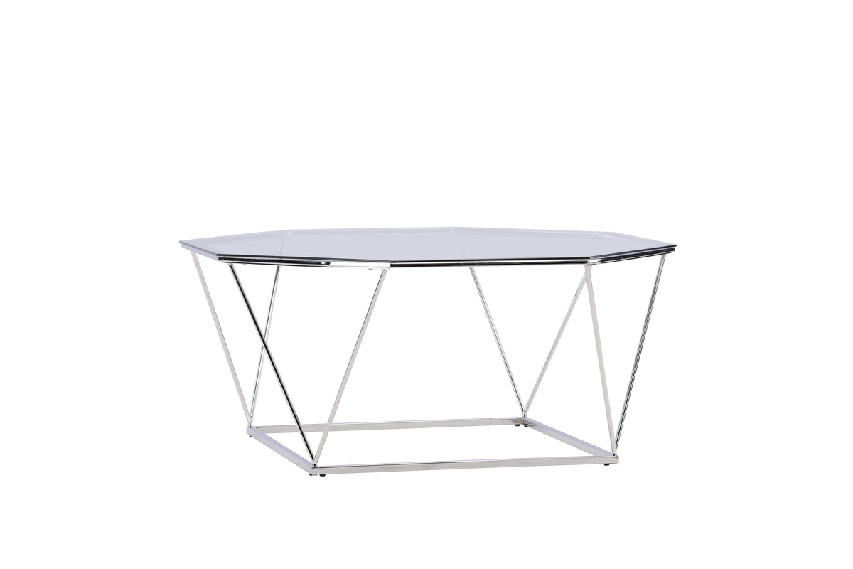 Österlen soffbord silverkrom och klarglas