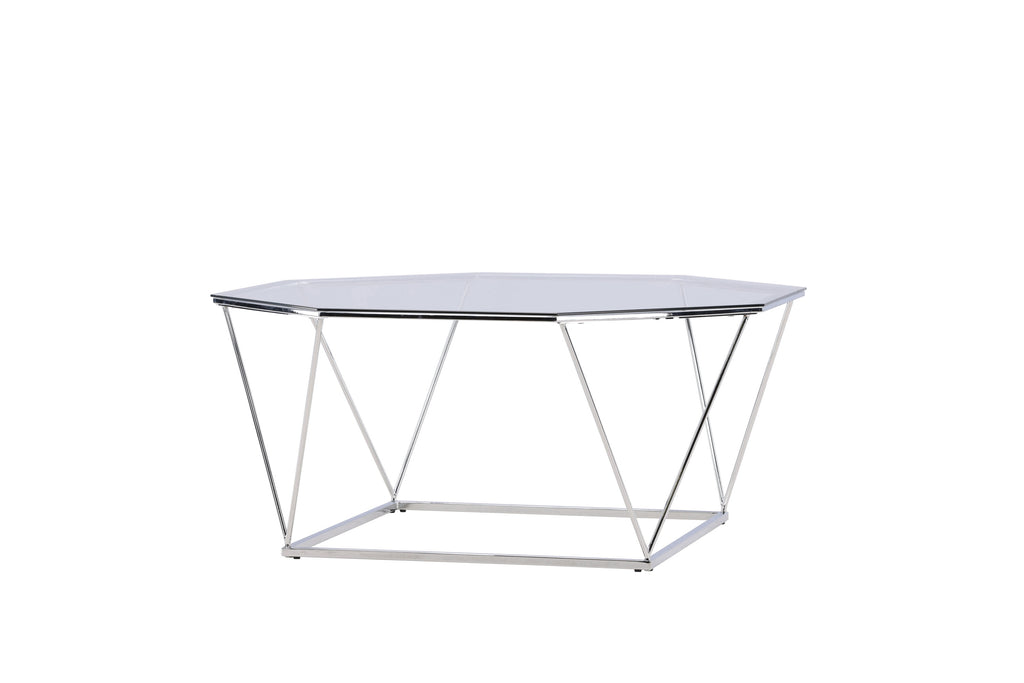 Österlen soffbord silverkrom och klarglas