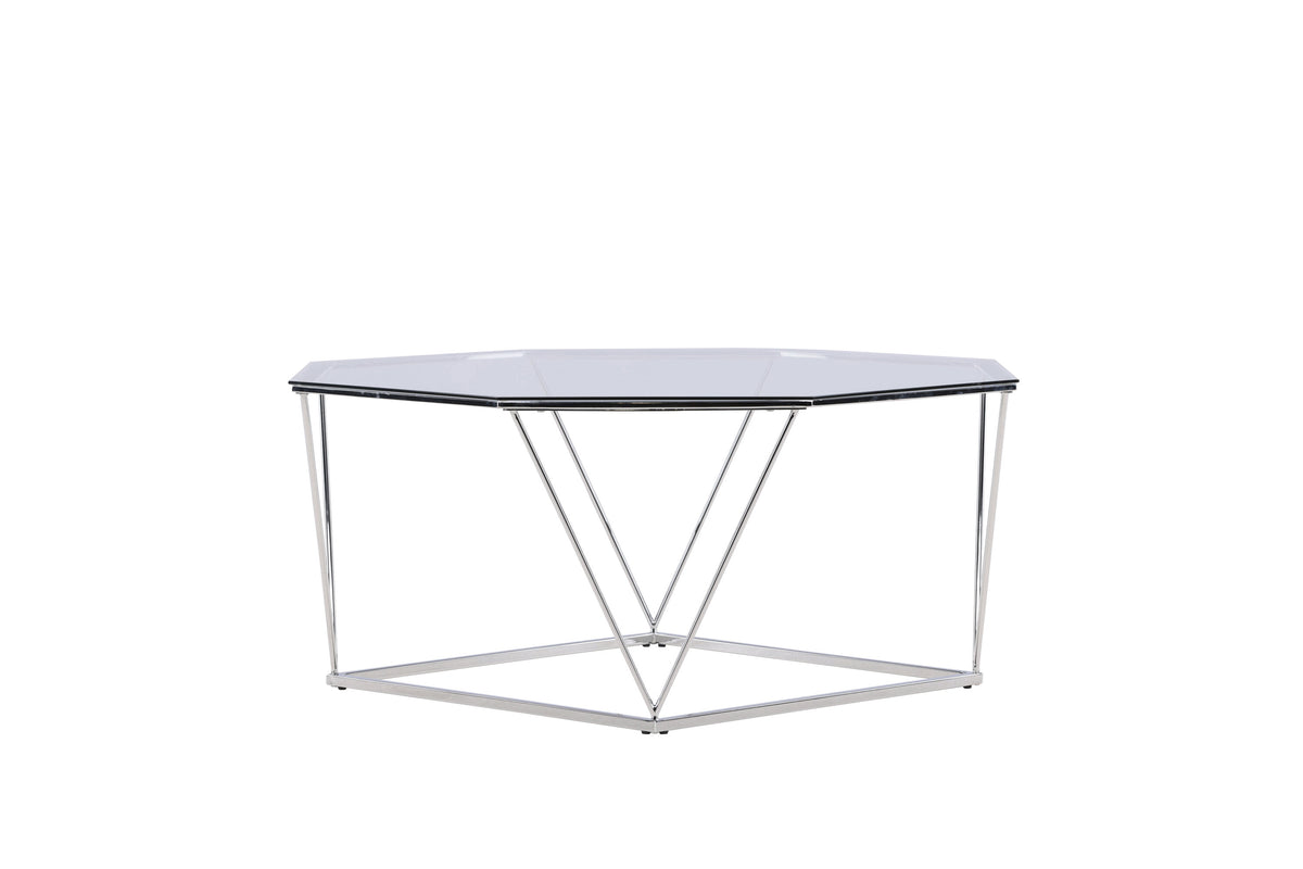 Österlen soffbord silverkrom och klarglas