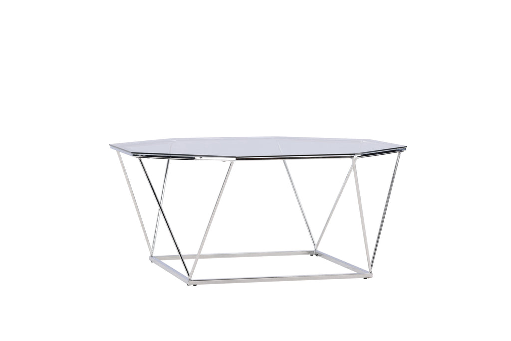 Österlen soffbord silverkrom och klarglas
