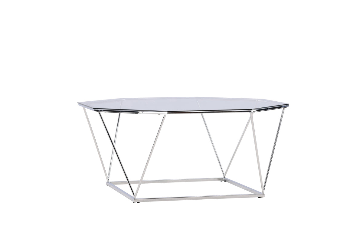 Österlen soffbord silverkrom och klarglas