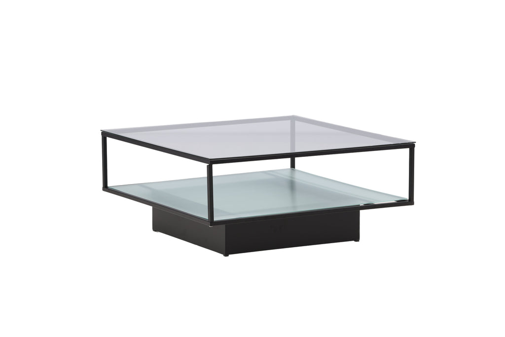 Maglehem soffbord svart stål och klarglas
