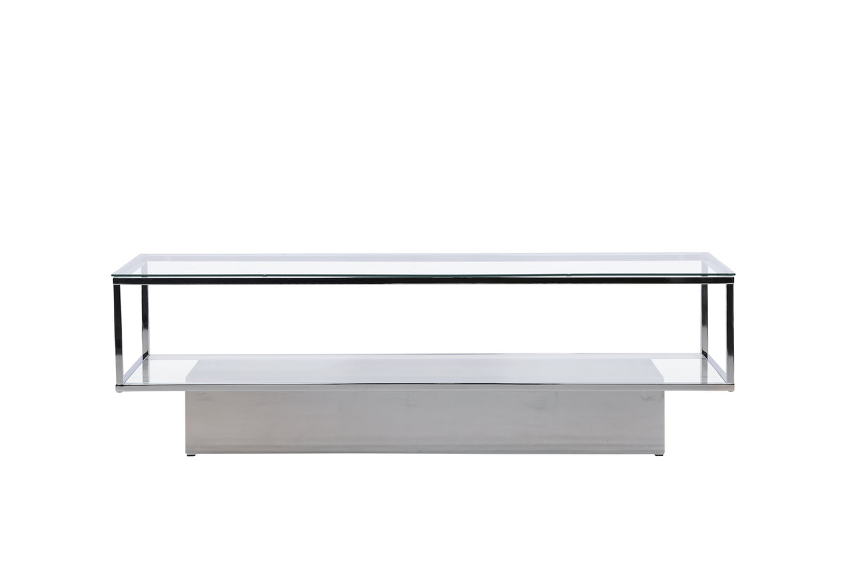 Maglehem soffbord klarglas och silverfärgat krom