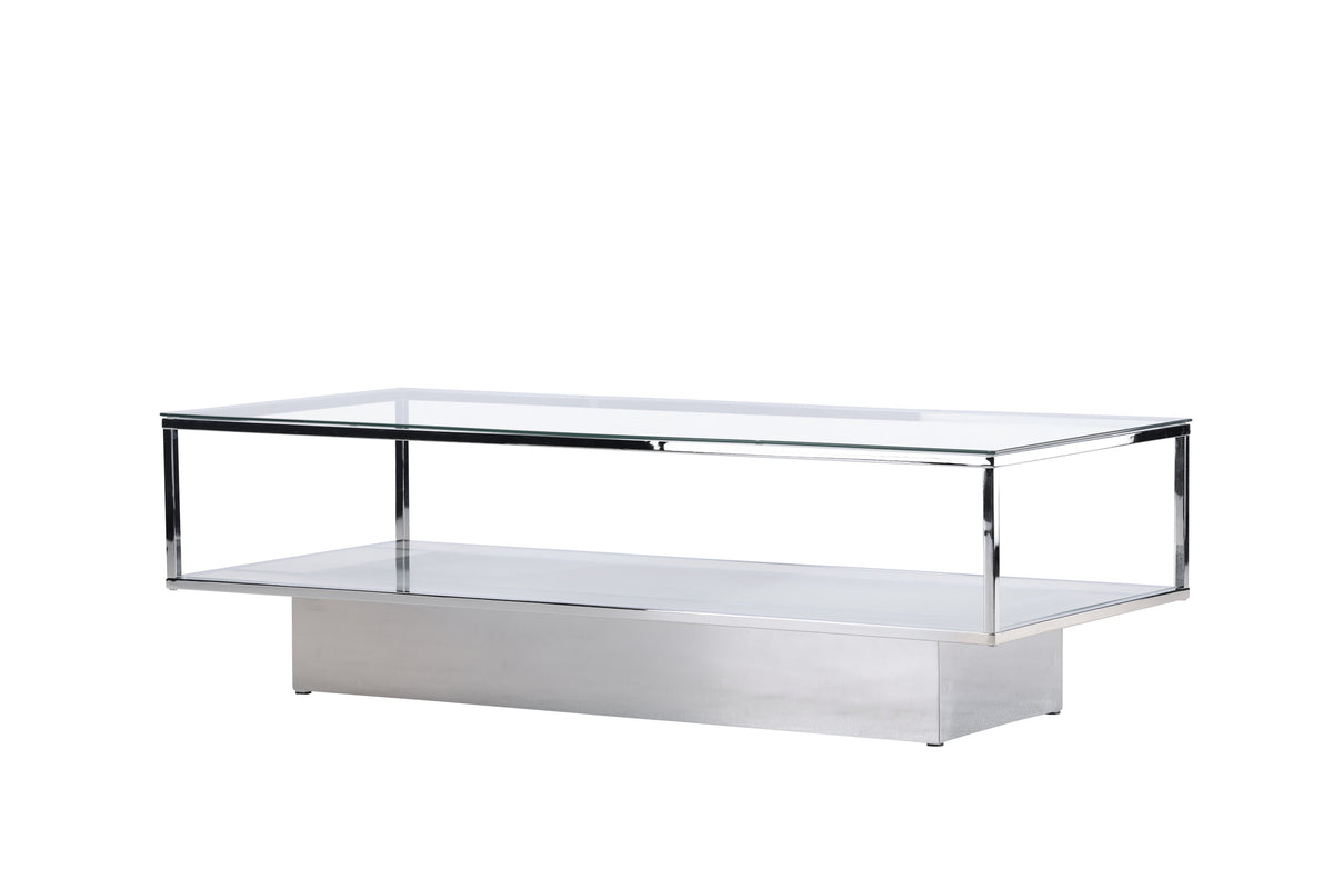 Maglehem soffbord klarglas och silverfärgat krom