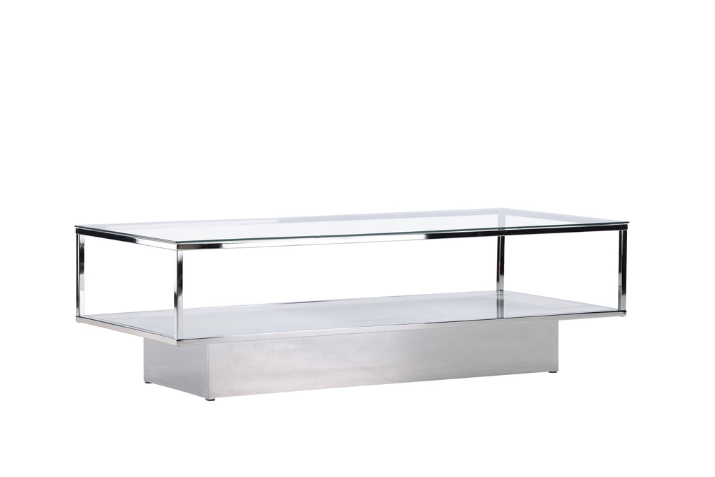 Maglehem soffbord klarglas och silverfärgat krom