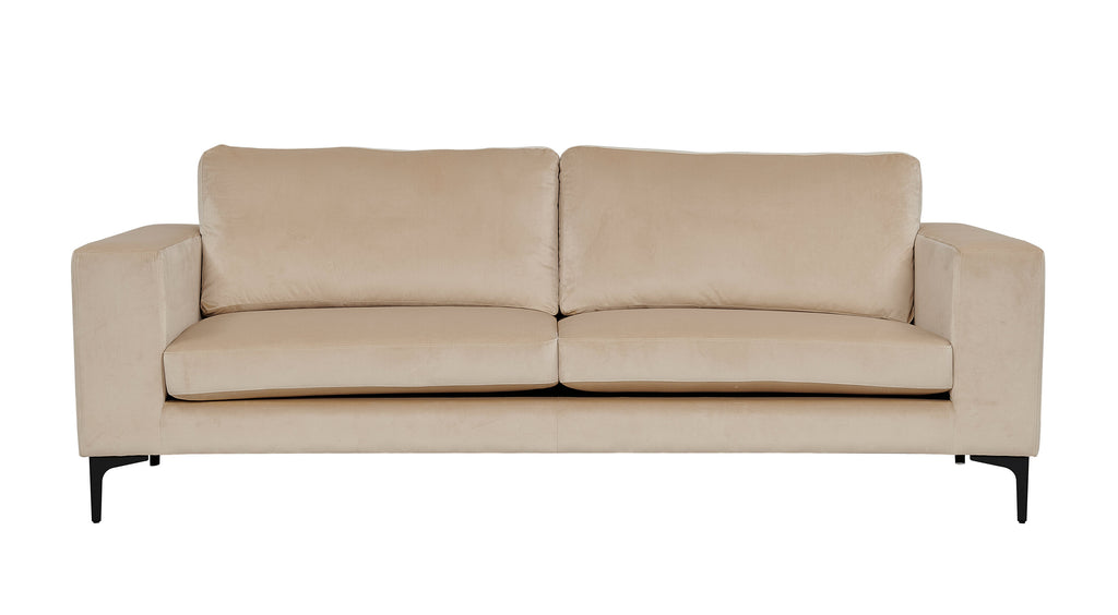 Bolero 3-sitssoffa i beige sammet med svarta ben
