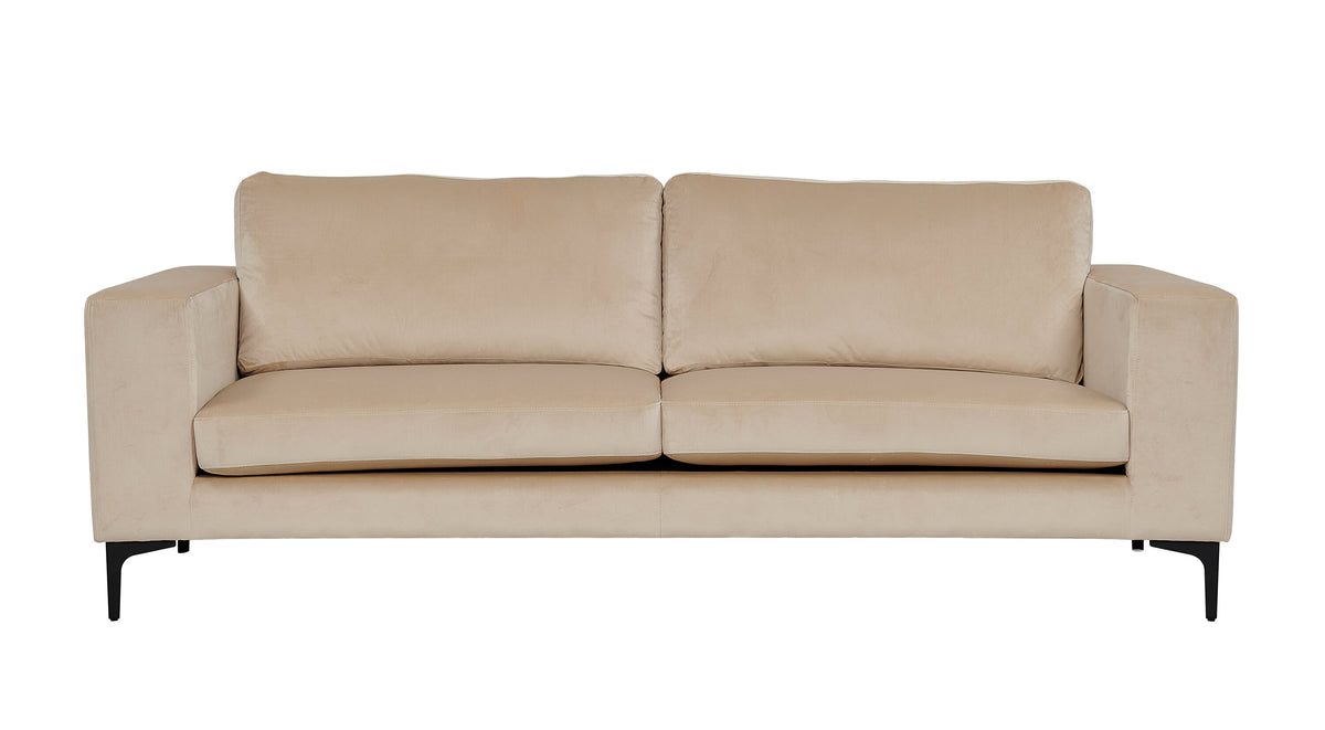 Bolero 3-sitssoffa i beige sammet med svarta ben