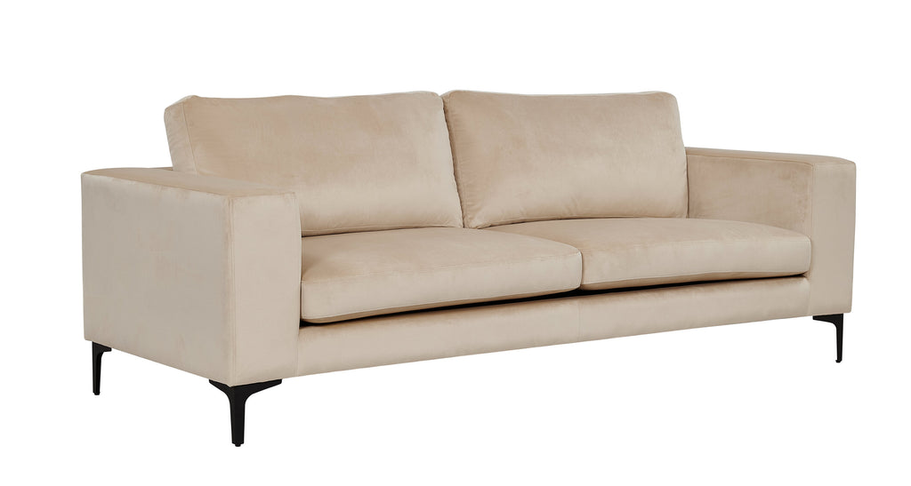 Bolero 3-sitssoffa i beige sammet med svarta ben