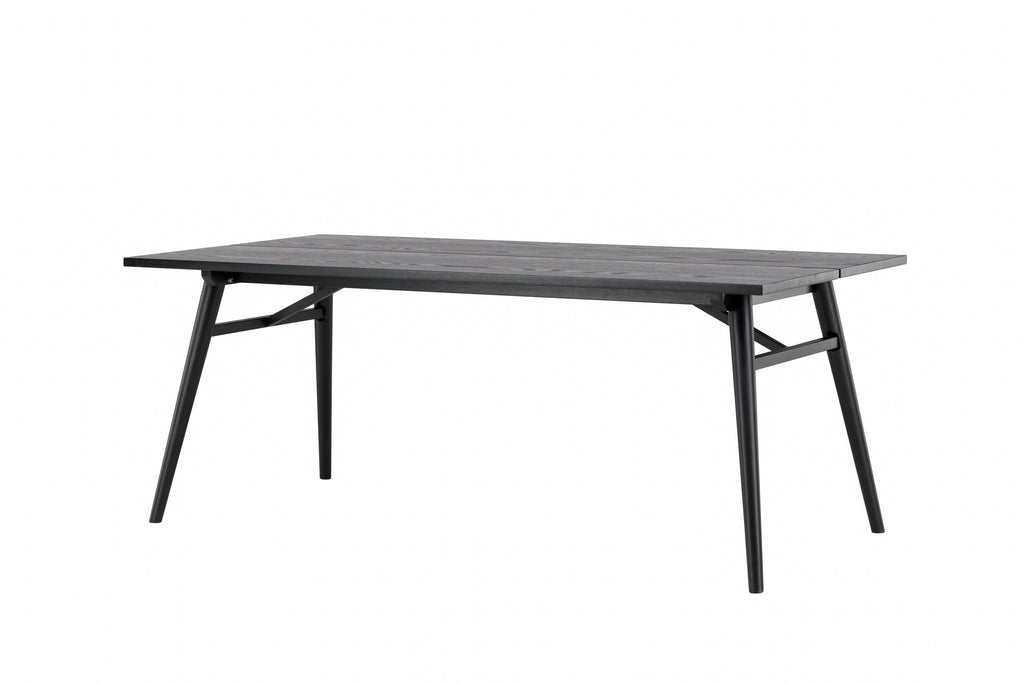 Sleek utdragbart matbord 190x95 cm svart med borstad yta